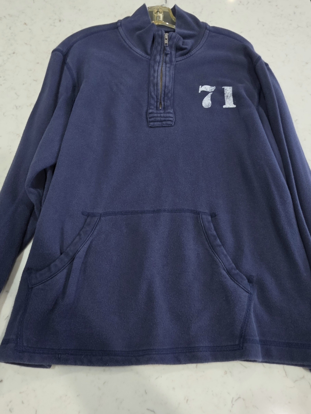 Daniel Cremieux Navy Half-Zip Pullover Sweater with '71 Chest Graphic